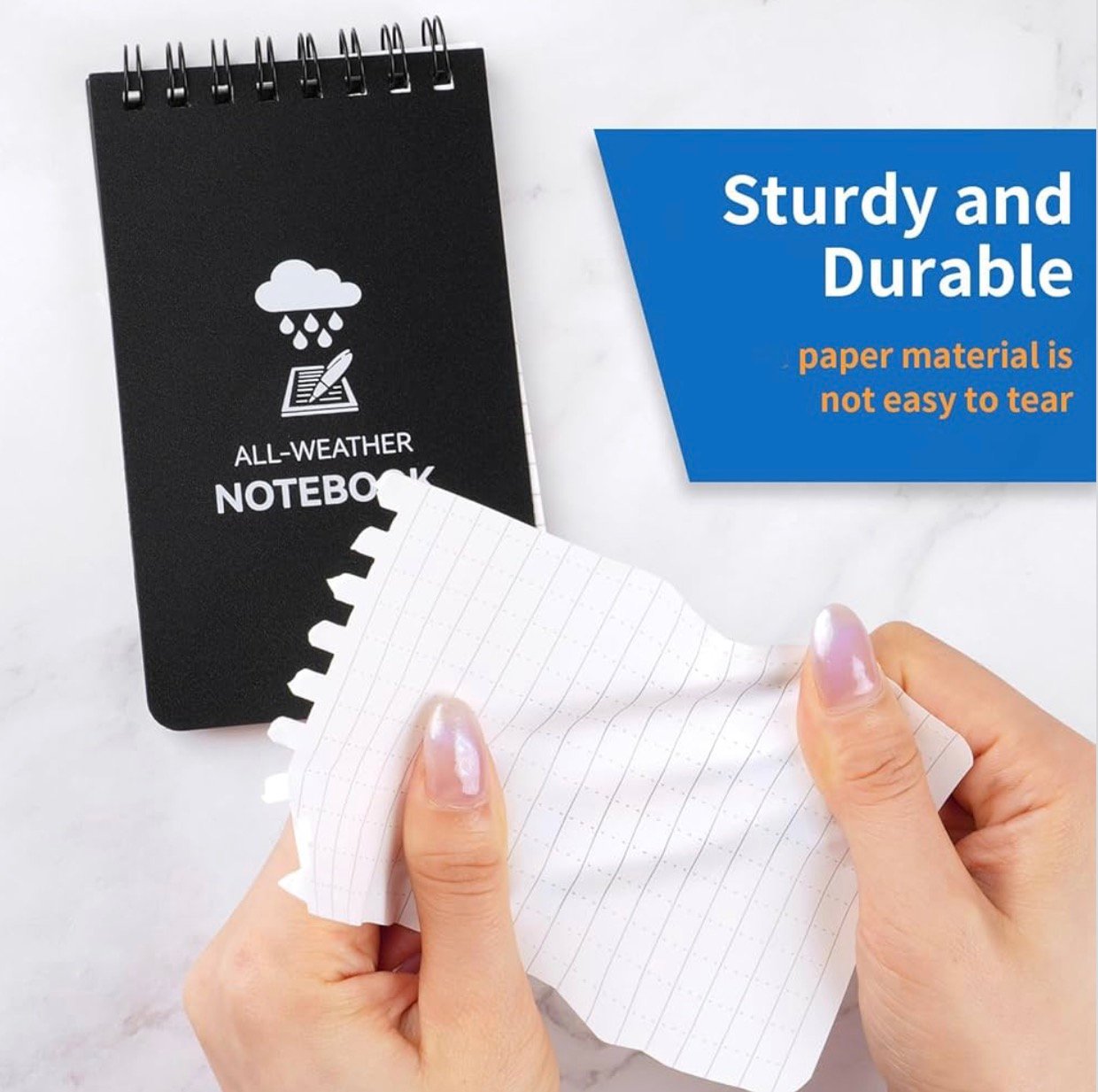 3 Pack Waterproof Notebook, 3 x 5 Pocket Notepad, All Weather Small Pocket Notebook Paper, Mini Spiral Notepad 100 Lined Pages - Image 6