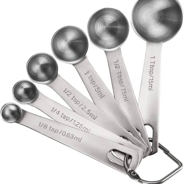 Measuring Spoons, Premium Heavy Duty Stainless Steel Measuring Spoons Cups Set, Small Tablespoon with Metric and US Measurements, Set of 6 for Measuring Dry and Liquid Ingredients