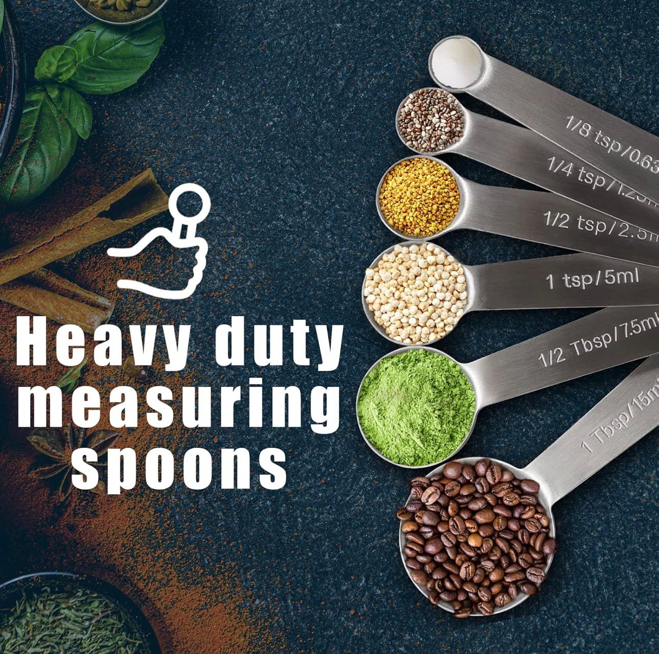 Measuring Spoons, Premium Heavy Duty Stainless Steel Measuring Spoons Cups Set, Small Tablespoon with Metric and US Measurements, Set of 6 for Measuring Dry and Liquid Ingredients - Image 6
