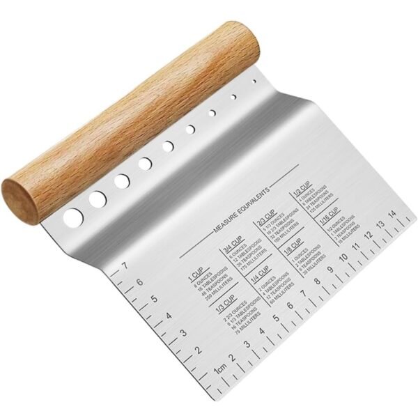 ALLTOP Dough Bench Scraper/Cutter/Chopper Stainless Steel Blade with Herb Stripper,Multipurpose Kitchen Pastry Tool with Scale Ruler - Leaf Remover - 1 Pack