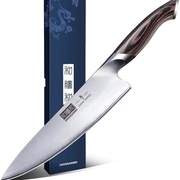 HOSHANHO Kitchen Knife in Japanese High Carbon Steel, Professional High-Class Chef's Knife 8 inch, Non-slip Ultra Sharp Cooking Knives with Ergonomic Handle