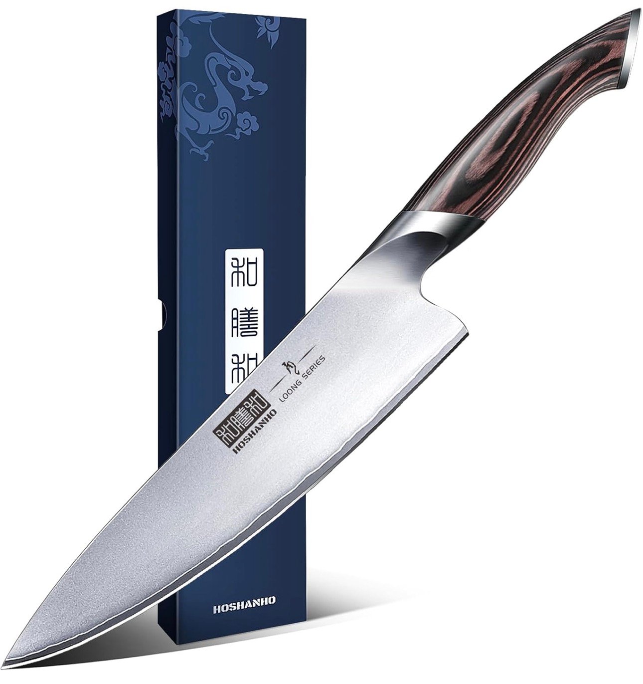 HOSHANHO Kitchen Knife in Japanese High Carbon Steel, Professional High-Class Chef's Knife 8 inch, Non-slip Ultra Sharp Cooking Knives with Ergonomic Handle