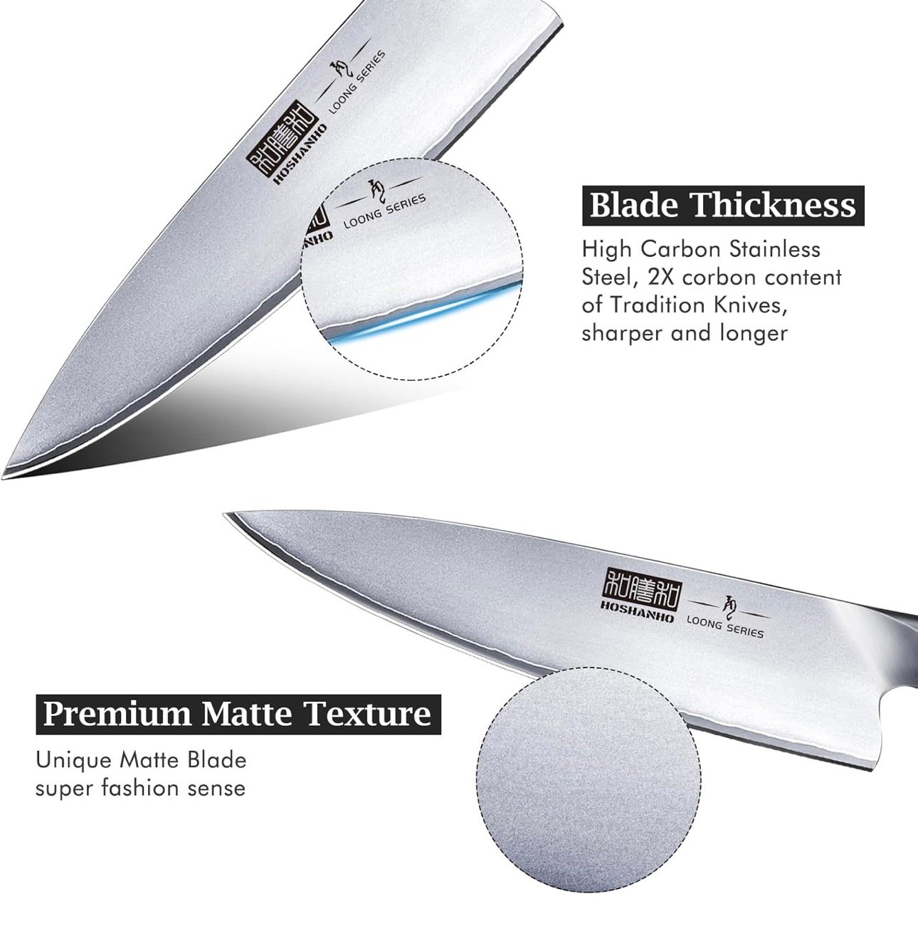 HOSHANHO Kitchen Knife in Japanese High Carbon Steel, Professional High-Class Chef's Knife 8 inch, Non-slip Ultra Sharp Cooking Knives with Ergonomic Handle - Image 4