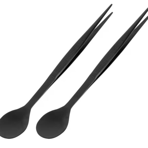 BESTOYARD Chef Tasting Spoon Tweezers Set Stainless Steel Kitchen Tool for Precise Sauce Sampling Cold Dish Plating and Culinary Presentation 6.81In