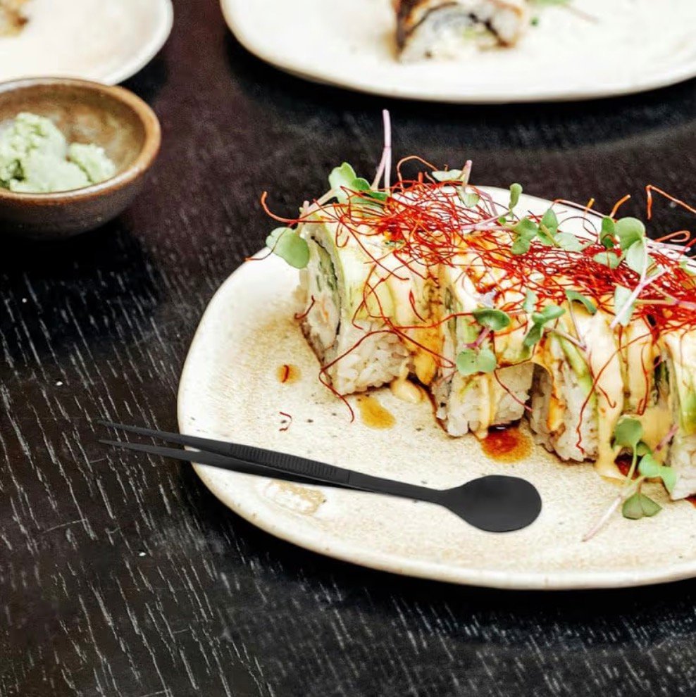 BESTOYARD Chef Tasting Spoon Tweezers Set Stainless Steel Kitchen Tool for Precise Sauce Sampling Cold Dish Plating and Culinary Presentation 6.81In - Image 2