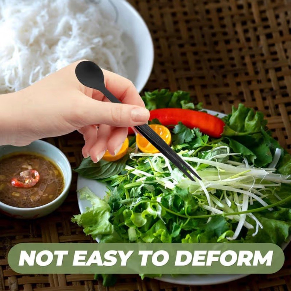 BESTOYARD Chef Tasting Spoon Tweezers Set Stainless Steel Kitchen Tool for Precise Sauce Sampling Cold Dish Plating and Culinary Presentation 6.81In - Image 4