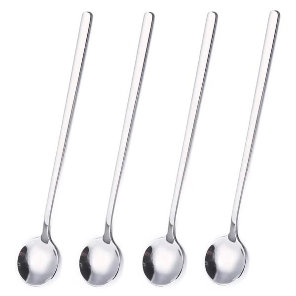 4 Pack Stainless Steel Coffee Spoon, 6.7 Inch Stirring Spoons, Cocktail Stirring Spoons for Coffee Tea Dessert Cake Ice Cream Cappuccino (Silver)