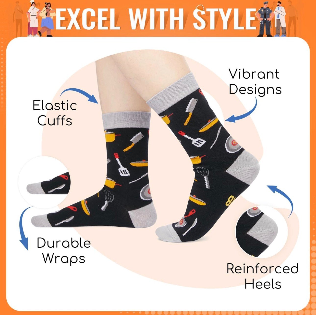 HAPPYPOP Gifts for Geek Chef - Funny Socks for Chef Men Women - Image 4