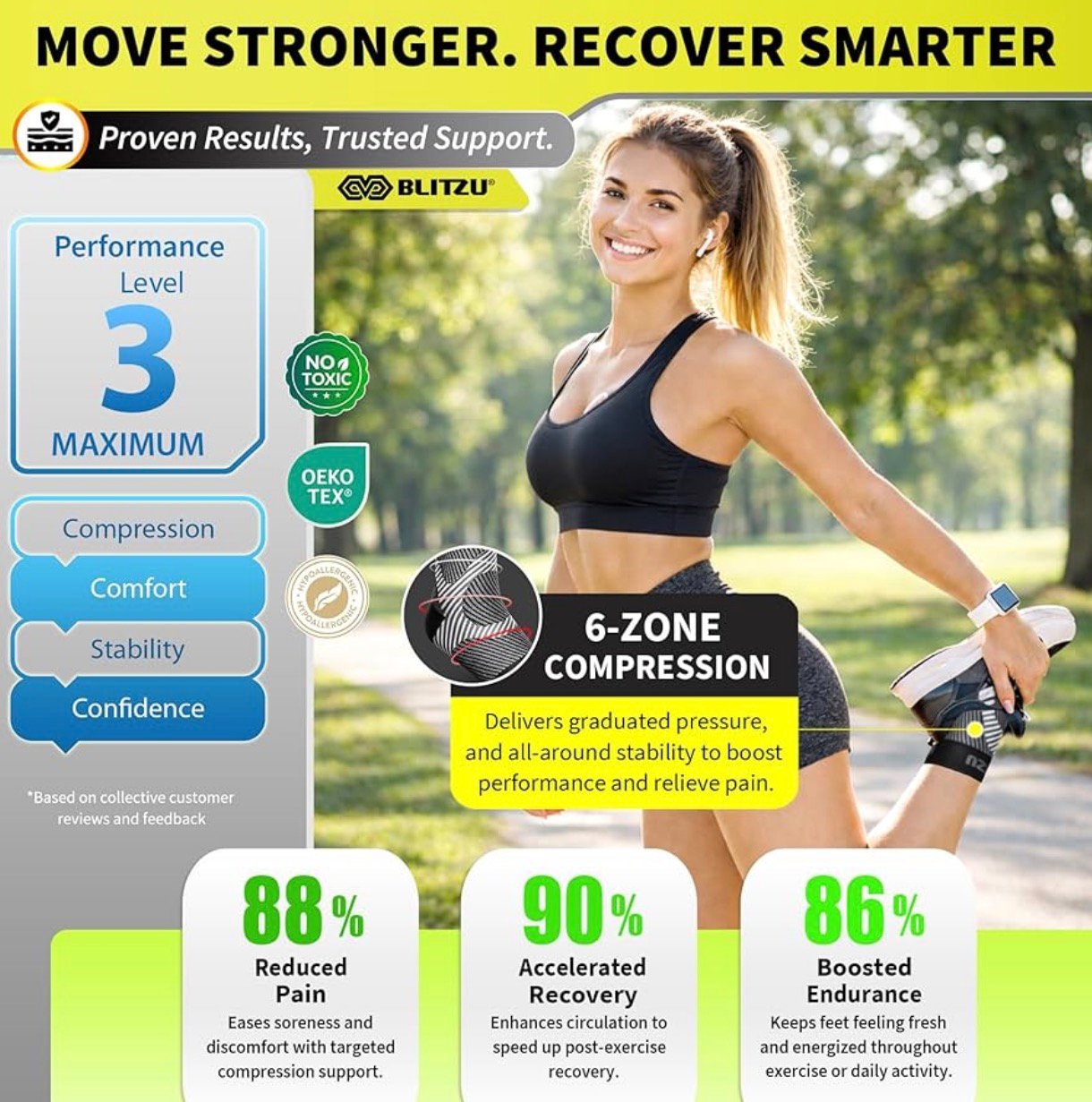 Compression Socks for Plantar Fasciitis, Achilles Tendonitis, Arthritis Relief, Ankle Brace Compression Sleeve with Foot Arch Support, Ankle Wrap for Women, Men, Swelling & Heel Pain Black L-XL - Image 5