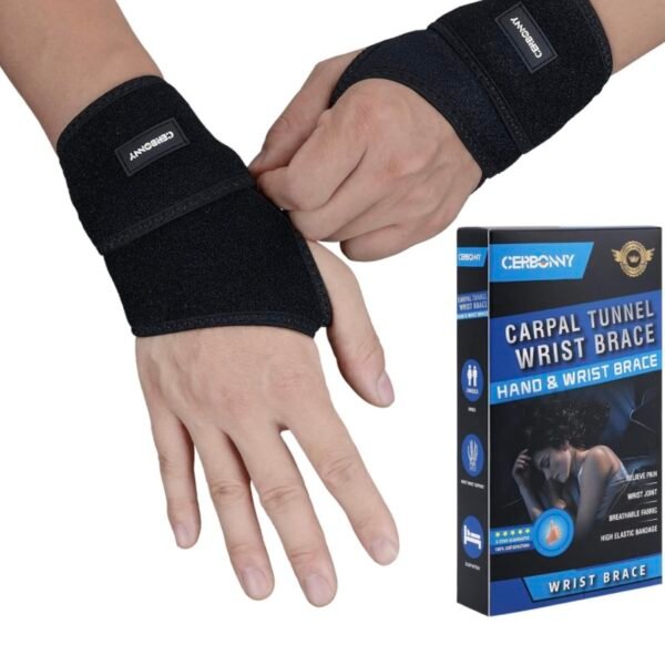 CERBONNY Carpal Tunnel Wrist Brace,2Pack Wrist Support Brace Adjustable Wrist Strap Reversible Wrist Brace for Sports Protecting/Tendonitis Pain Relief/Carpal Tunnel/Arthritis-Right&Left