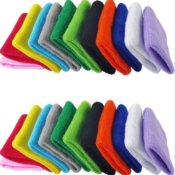 NSBELL 24PCS Colorful Sports Wristbands Cotton Sweatband Wristbands Wrist Sweatbands Wrist Sweat Bands for for Men and Women, Good for Tennis, Basketball, Running, Gym, Working Out (12Pair)