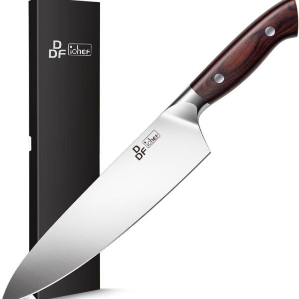 DDF iohEF Chef Knife Sharp Kitchen Knife 8 inch Japanese Stainless Steel Professional Cutting Knife Ultra-sharp Chef's Cooking Knife with Non-slip Ergonomic Handle and Gift Box