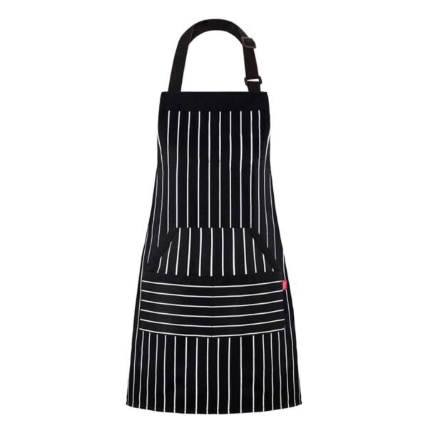 Kitchen Cooking Apron for Women and Men, Adjustable Chef Bib Apron with Pockets - 32" x 28" - Black/White Pinstripe- 1 Pcs