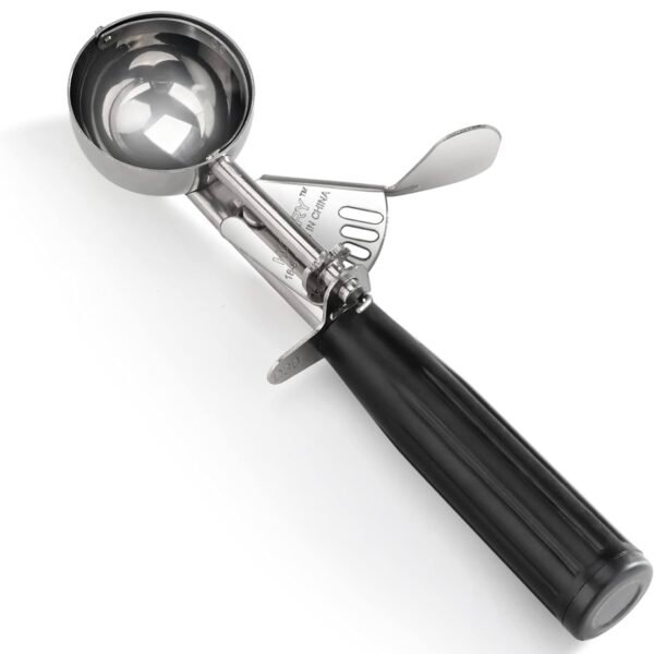 Commercial-Grade Thumb Press Food Disher/Ice Cream Scoop, 18/8 Stainless Steel, 1.25 oz, Size 30, Black