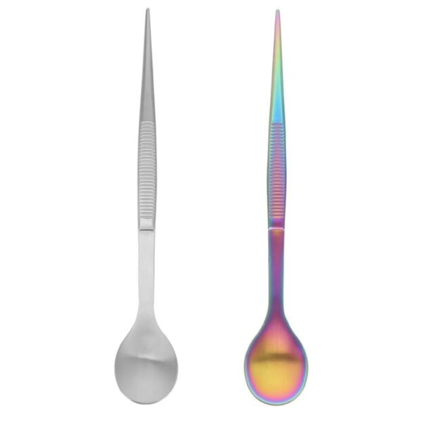 2Pcs Tasting Spoon Tweezer Stainless Steel Small Appetizer Spoons for Kitchen Tasting and Plating Cold Dish Presentation