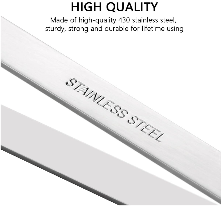 2 Pieces Fish Bone Tweezers, Stainless Steel Flat and Slant Tweezers Pliers Remover Tool (4.6") - Image 5