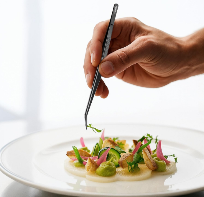 Seido 6-Piece Plating Tweezer Set – Professional Stainless Steel Culinary Tools with Non-Slip Grip, Straight & Curved Tweezers, Fish Bone Tweezer, Spatula, Tasting Spoon, Case Included - Image 8