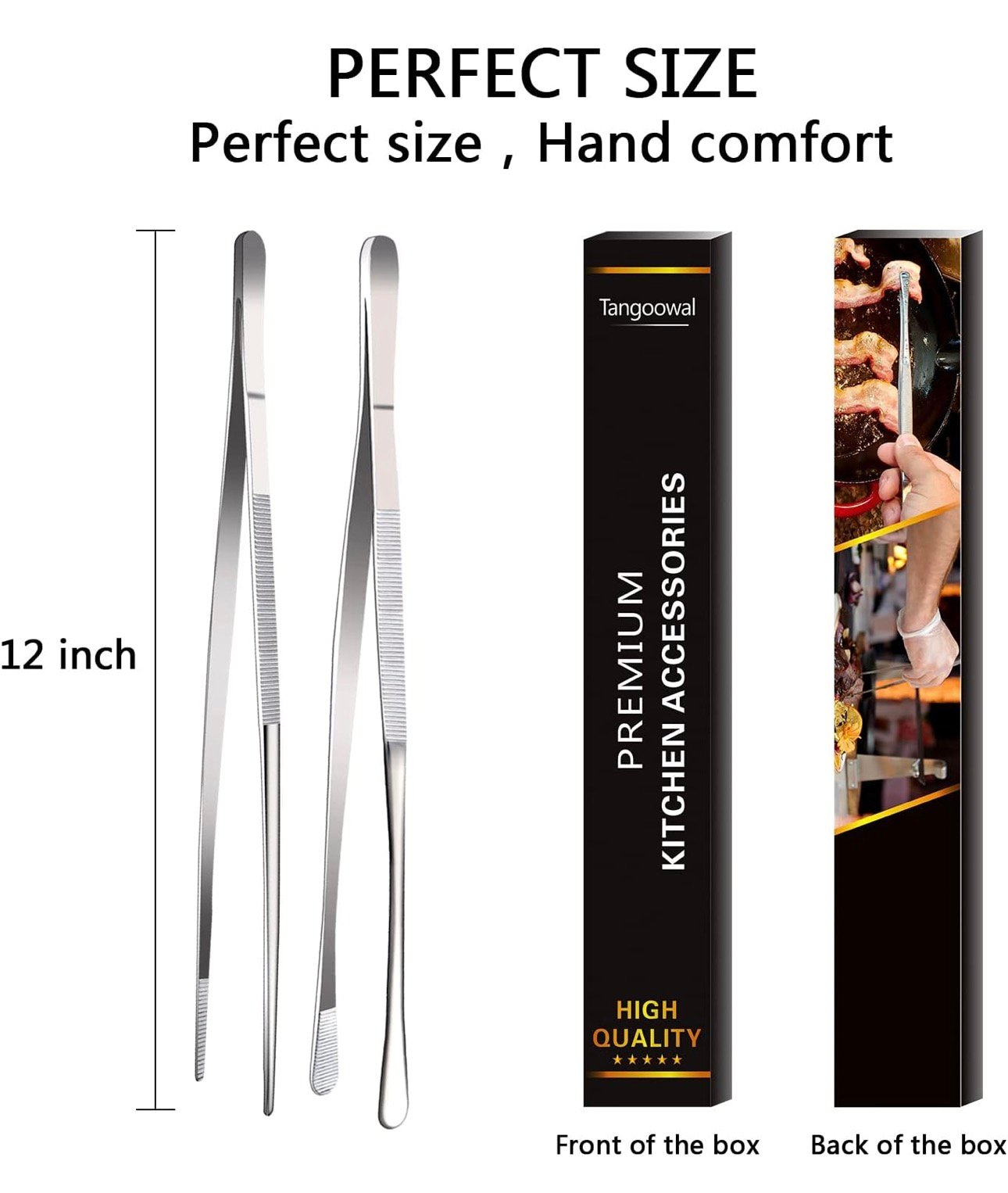 2 Pcs 12-Inch Fine Tweezer Tongs, Extra-Long Stainless Steel Tweezers Tongs - Image 3