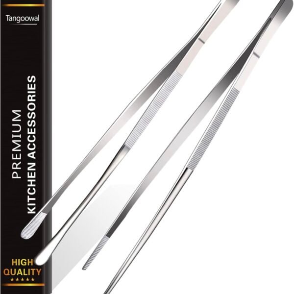 2 Pcs 12-Inch Fine Tweezer Tongs, Extra-Long Stainless Steel Tweezers Tongs