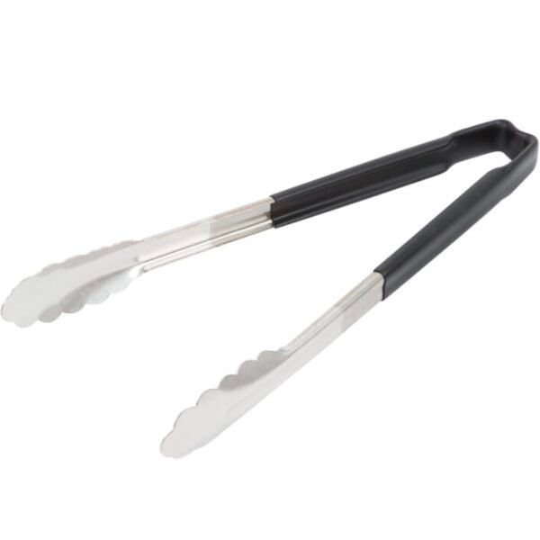 12-Inch 1-Piece Tong, Stainless Steel, Black Handle