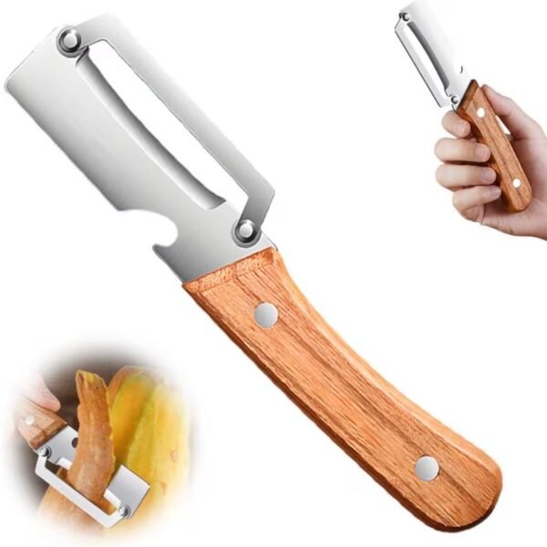 Multi-Functional Vegetable Peeler for Kitchen-Stainless Steel Peeler with Wooden Handle
